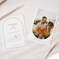 Minimalist arch photo calendar Save the Date