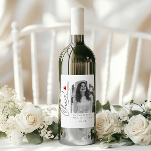 Minimalist Arch Photo Cheers Bridal Shower Wine Label