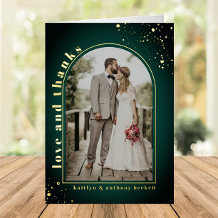 Minimalist Arch Photo Frame Wedding Thank You Real Foil Greeting Card