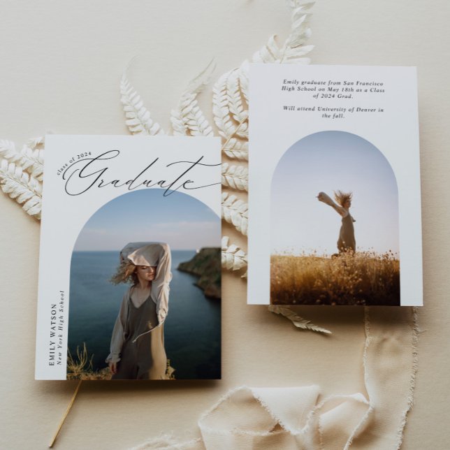 Minimalist Arch Photo Graduation Announcement (Creator Uploaded)