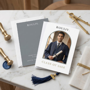 Minimalist Arch Photo Graduation   Rolling Stone Invitation