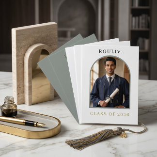 Minimalist Arch Photo Graduation | Stone Grey Invitation