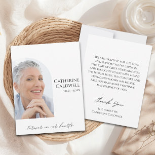 Minimalist Arch Photo Memorial Thank You Card