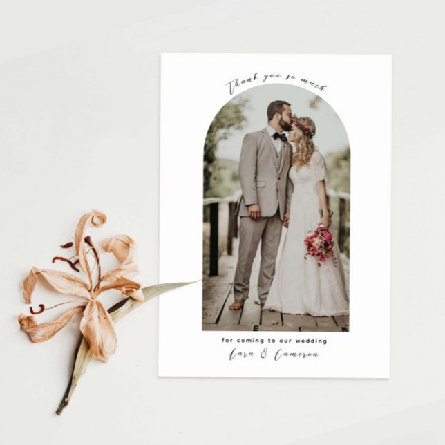 Minimalist arch photo wedding thank you card (Creator Uploaded)