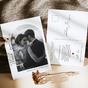 Minimalist  Arch Photo Wedding Thank you Postcard