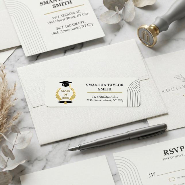 Minimalist Arch | ROULIV Stone Grey Graduation  (Minimalist Arch Return Address Label | ROULIV Stone Grey Graduation Suite)