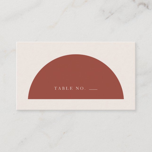 Minimalist Arch Terracotta and Cream Flat  Place C Place Card (Front)