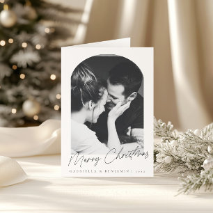 Minimalist Arch Two Photo Christmas Letter Folded Holiday Card