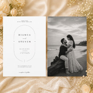 Minimalist Arch Wedding Invitation with Photo