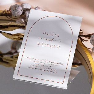 Minimalist Arch Wedding. Modern Photo & QR Code Invitation