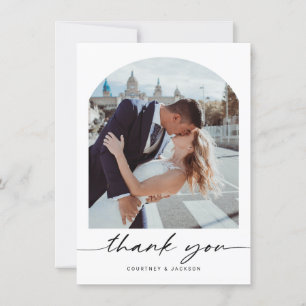 Minimalist Arch Wedding Photo Thank You Card
