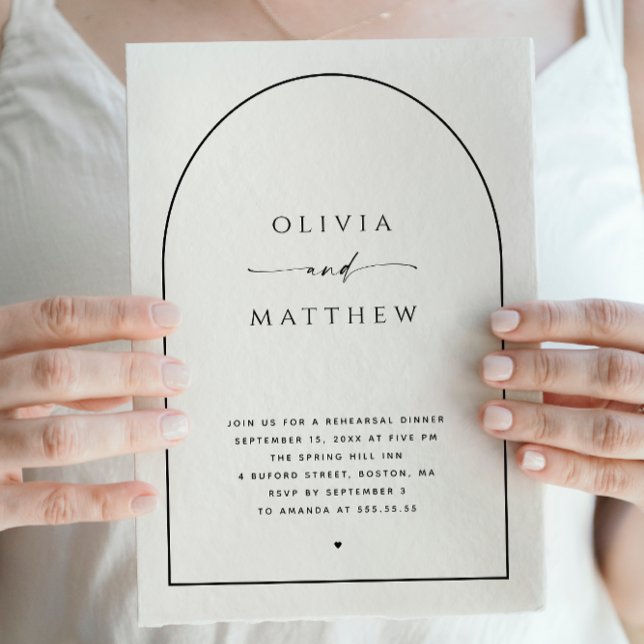 Minimalist Arch Wedding Rehearsal Dinner Photo Invitation (Creator Uploaded)