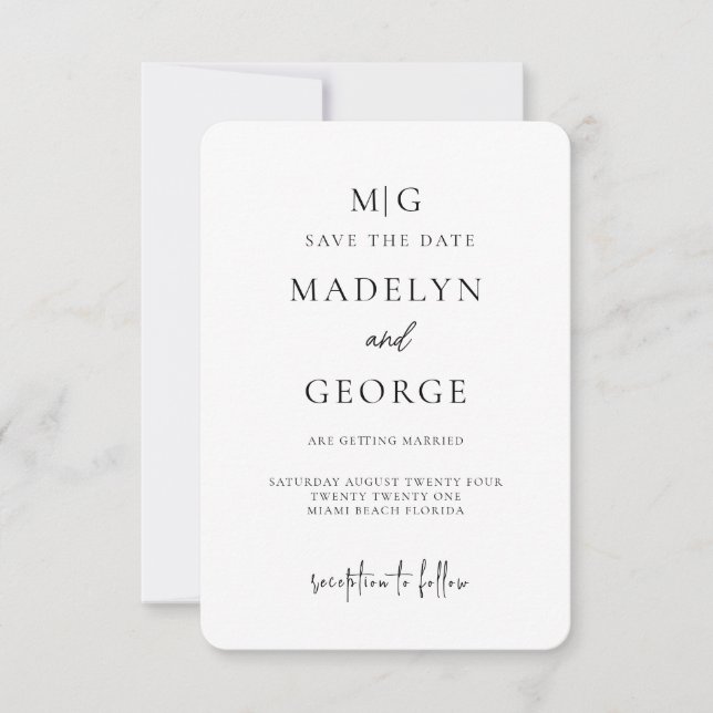 Minimalist Arched Wedding Save the Date Card (Front)