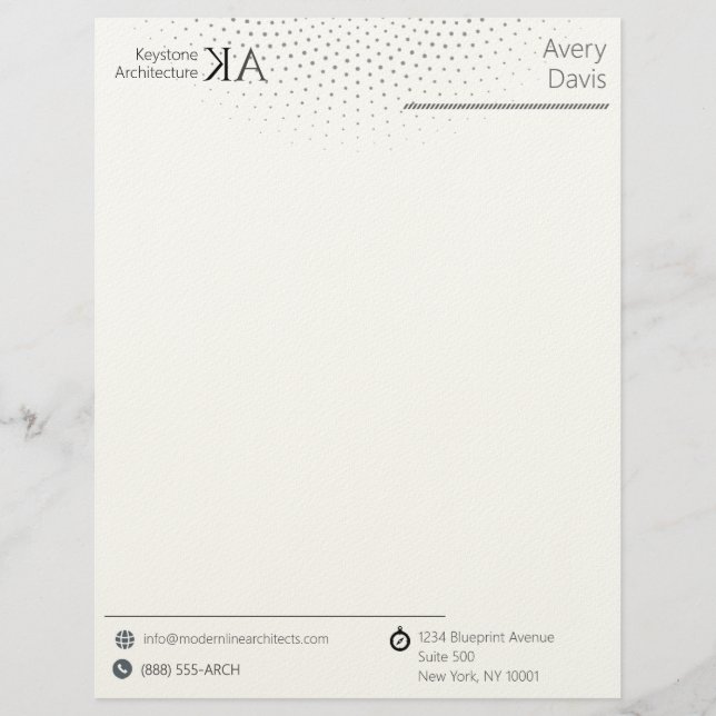 Minimalist Architect Firm | Modern Black & White Custom Letterhead (Front)