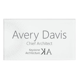 Minimalist Architect Name Tag Modern Black & White