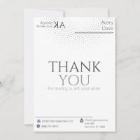 Minimalist Architect Thank You Card Black & White