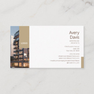 Minimalist Architect with Building Photo & Logo Business Card