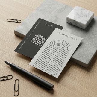 Minimalist Architectural Arch with QR Code Business Card