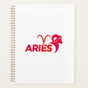 Minimalist Aries Zodiac Sign Red Graphic Astrology Planner