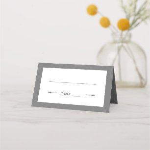 Minimalist Arrows Wedding Grey Place Card