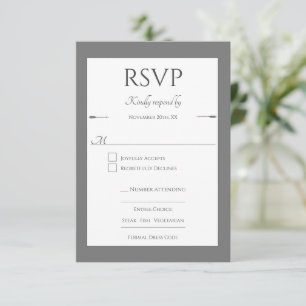 Minimalist Arrows Wedding Grey RSVP Card