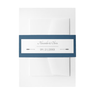 Minimalist Arrows Wedding   Marseille Blue Invitation Belly Band