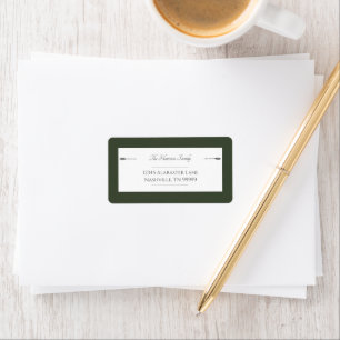 Minimalist Arrows Wedding   Olive Green Address Label