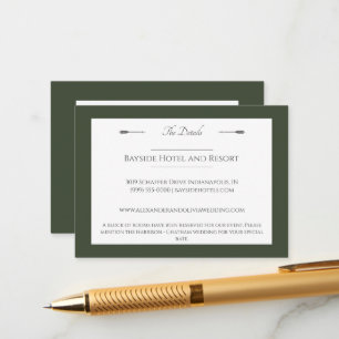 Minimalist Arrows Wedding   Olive Green Enclosure Card