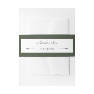Minimalist Arrows Wedding   Olive Green Invitation Belly Band