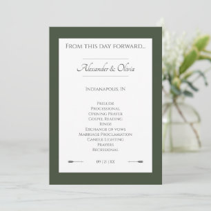 Minimalist Arrows Wedding   Olive Green Programme