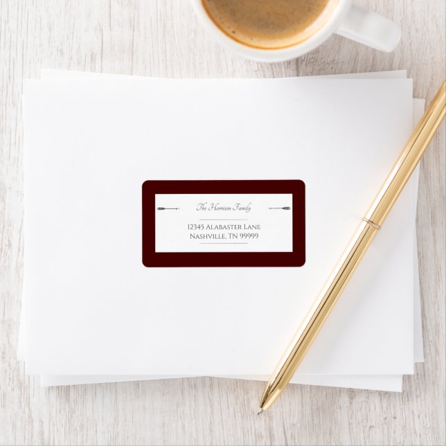 Minimalist Arrows Wedding | Red Address Label (Insitu)