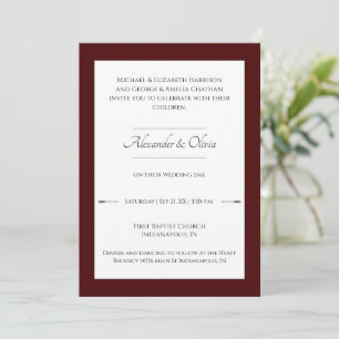 Minimalist Arrows Wedding   Red Invitation