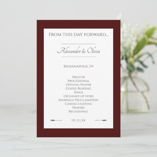 Minimalist Arrows Wedding | Red Programme (Standing Front)