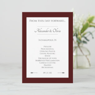 Minimalist Arrows Wedding Red Programme