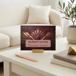 Minimalist Art Deco Burgundy Modern Typography Business Card