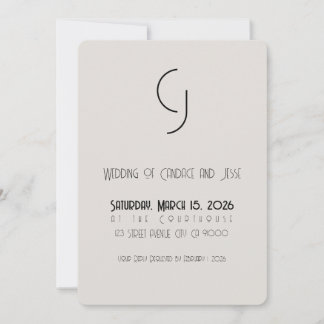 Minimalist Art Deco Wedding Main Invite