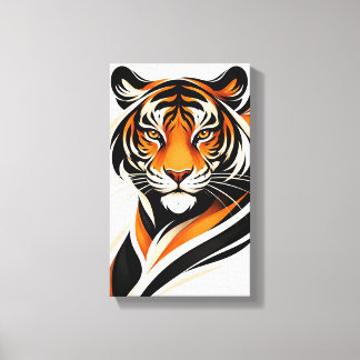 Minimalist Art Tiger Portrait Decorative Panel Canvas Print