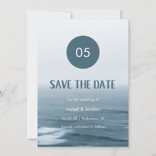 Minimalist Art Waves Beach Wedding Save the Date