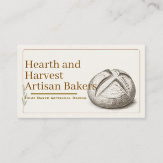 Minimalist Artisan Bakers Round Bread Graphic Business Card