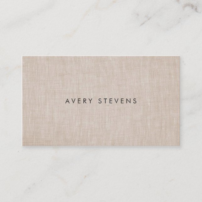 Minimalist Artist Simple Plain Linen Business Card (Front)