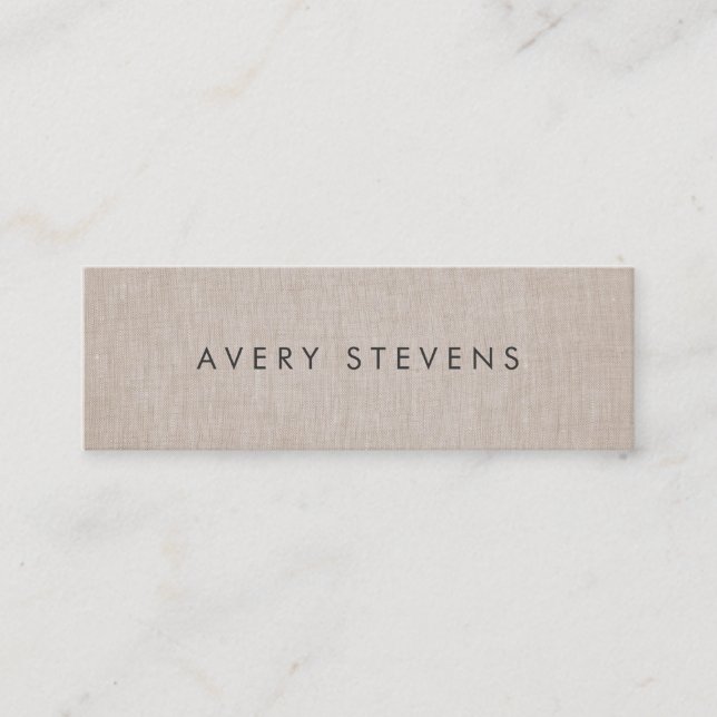 Minimalist Artist Simple Plain Linen Mini Business Card (Front)