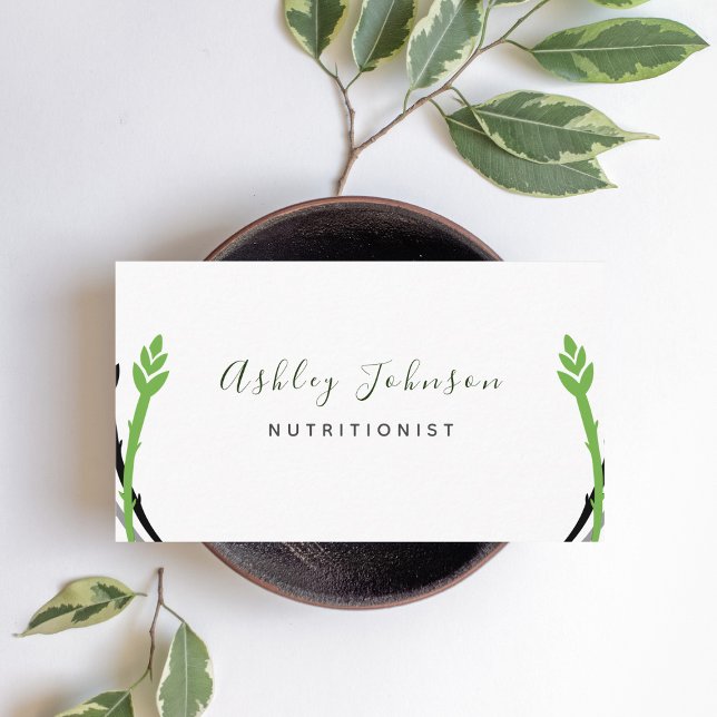 Minimalist Asparagus Nutritionist Dietician Health Business Card (Creator Uploaded)