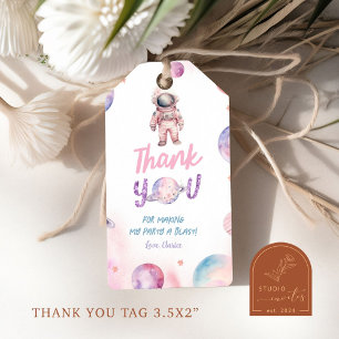 Minimalist Astronaut Girl's 4th Birthday Gift Tags