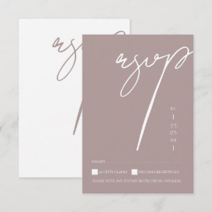 Minimalist Aubergine Script Typography Wedding RSVP Card