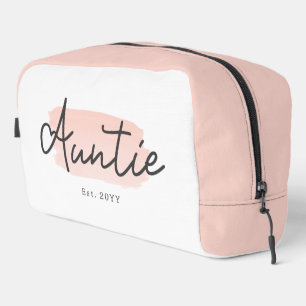 Minimalist Auntie Baby Pink Brush Stroke New Aunt Dopp Kit