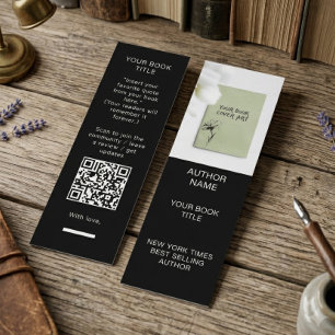 Minimalist Author Bookmark Template with Book Cove Mini Business Card