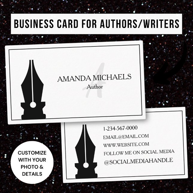 Minimalist Author Writer Ink Pen Business Card (Creator Uploaded)