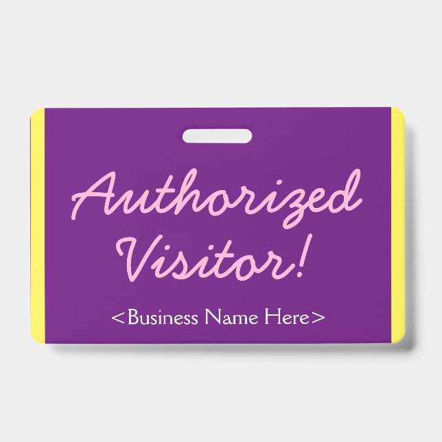 Minimalist "Authorised Visitor!" Badge ID Badge (Front)