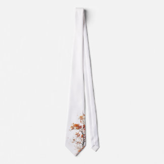 Minimalist Autumn Foliage White Necktie