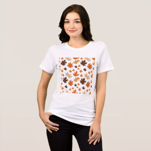 Minimalist Autumn Leaf Pattern T-Shirt – Cosy Fall Tri-Blend Shirt